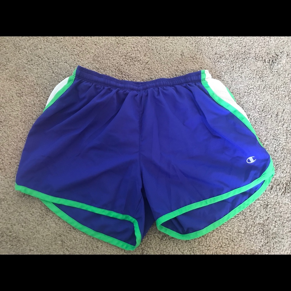 Champion blue green athletic running shorts